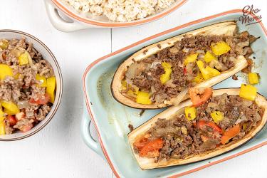 Gevulde aubergine met rundergehakt